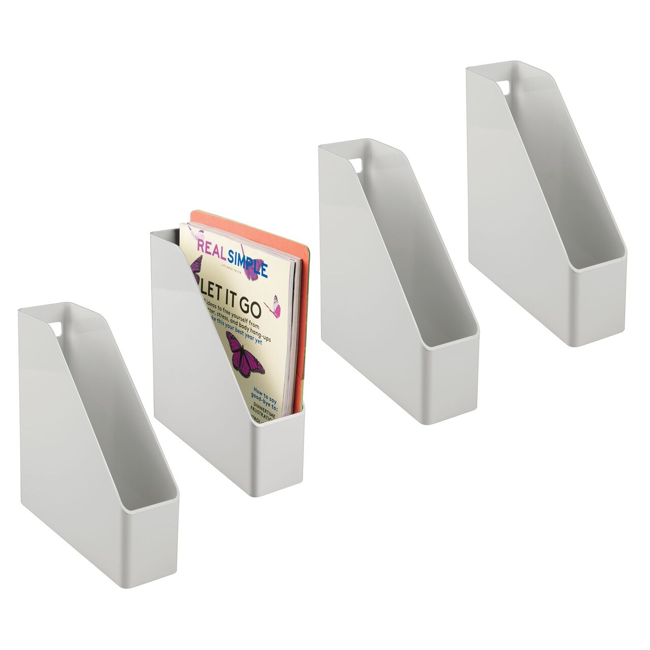 mDesign Plastic File Folder Bin, Office Desktop Organizer, 4 Pack